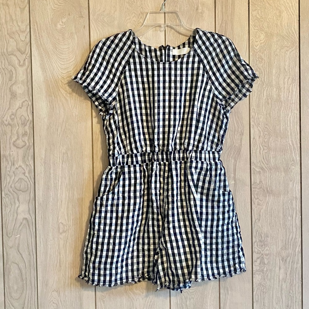KAELEN Linen Plaid Romper